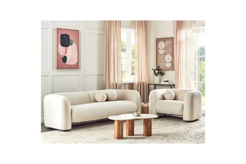 4-sits Soffgrupp Beliani Leiren Beige Offwhite - Møbler - Sofaer - Sofagrupper