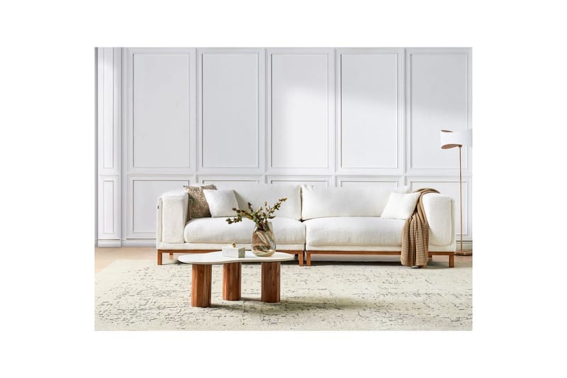 4-sitssoffa Beliani Veng Beige, ljust trä White||Light colored wood - Møbler - Sofaer - 4 personers sofa