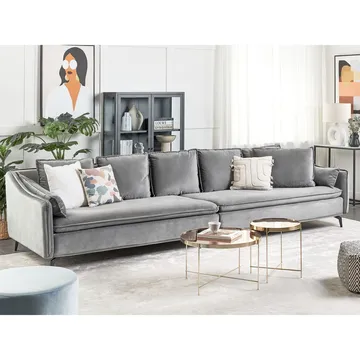 4-personers sofa Aure - Lysegrå - Møbler - Sofaer - Velour sofaer