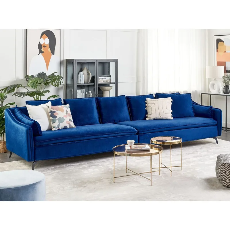 4-personers sofa Aure - Blå - Møbler - Sofaer - Velour sofaer