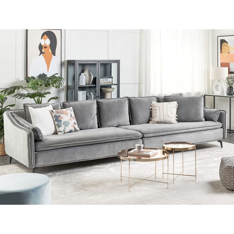 4-personers sofa Aure - Lysegrå - Møbler - Sofaer - Velour sofaer