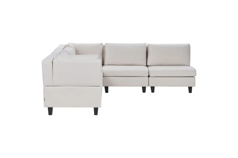 5-sits Hörnsoffa Beliani Unstad Beige/svart, Högervänd, Polyester Beige, Black - Møbler - Sofaer - Modulsofaer - Komplet modulsofa