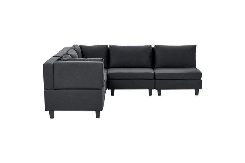 5-sits Hörnsoffa Beliani Unstad Beige/svart, Högervänd, Polyester Black - Møbler - Sofaer - Modulsofaer - Komplet modulsofa