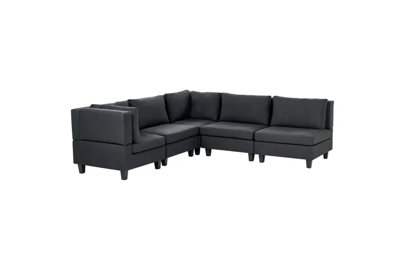 5-sits Hörnsoffa Beliani Unstad Beige/svart, Högervänd, Polyester Black, undefined