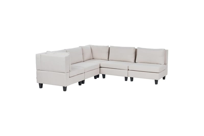 5-sits Hörnsoffa Beliani Unstad Beige/svart, Högervänd, Polyester Beige, Black, undefined