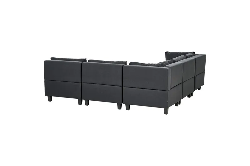 5-sits Hörnsoffa Beliani Unstad Beige/svart, Högervänd, Polyester Black - Møbler - Sofaer - Modulsofaer - Komplet modulsofa