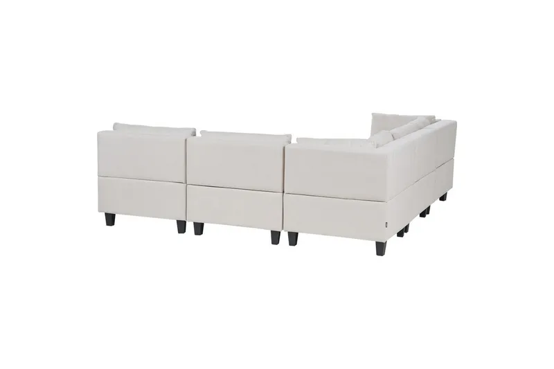 5-sits Hörnsoffa Beliani Unstad Beige/svart, Högervänd, Polyester Beige, Black - Møbler - Sofaer - Modulsofaer - Komplet modulsofa