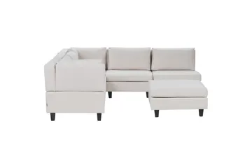 5-sits Hörnsoffa med fotpall Beliani Unstad Beige/svart, Högervänd, Polyester Beige, Black - Møbler - Sofaer - Modulsofaer - Komplet modulsofa