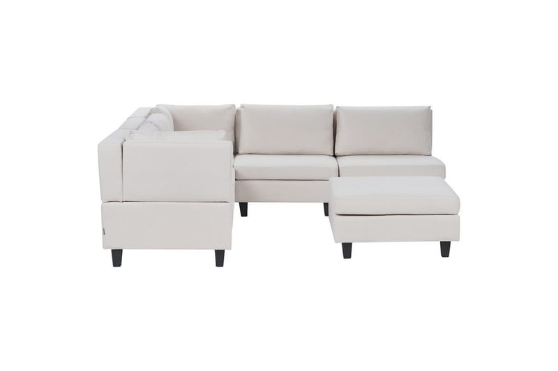 5-sits Hörnsoffa med fotpall Beliani Unstad Beige/svart, Högervänd, Polyester Beige, Black - Møbler - Sofaer - Modulsofaer - Komplet modulsofa