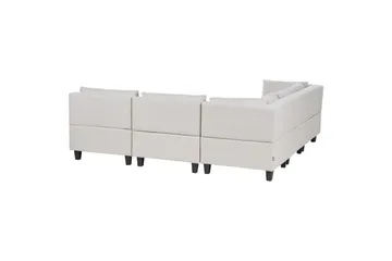 5-sits Hörnsoffa med fotpall Beliani Unstad Beige/svart, Högervänd, Polyester Beige, Black - Møbler - Sofaer - Modulsofaer - Komplet modulsofa