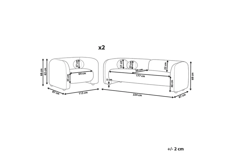 5-sits Soffgrupp Beliani Leiren Beige White - Møbler - Sofaer - Sofagrupper