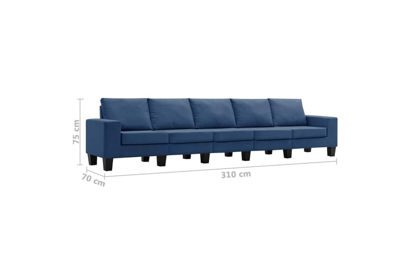 5-personers sofa stof blå - Blå - Møbler - Sofaer
