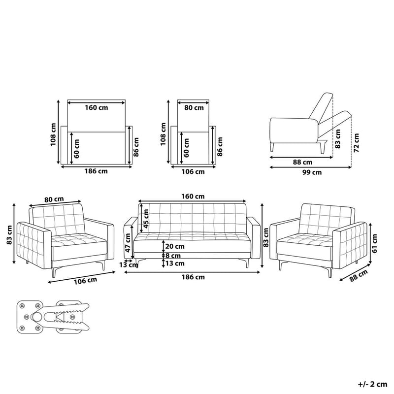5-personers sofasæt Aberdeen - Møbler - Sofaer - Sofagrupper - Chesterfield sofagruppe