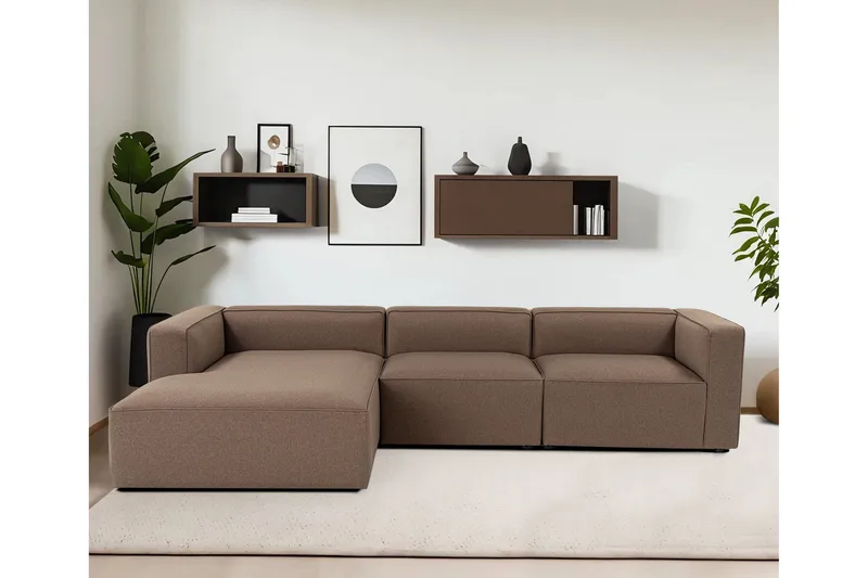 Abbas 4-personers Sofa med Chaiselong - Brun - Møbler - Sofaer - Sofa med chaiselong