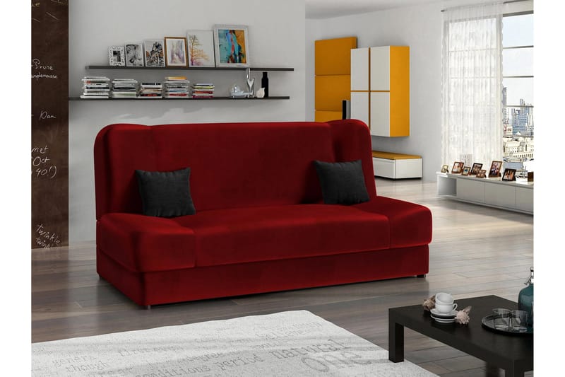 Abron Sofa 3-personers - Rød/Sort - Møbler - Sofaer - Velour sofaer