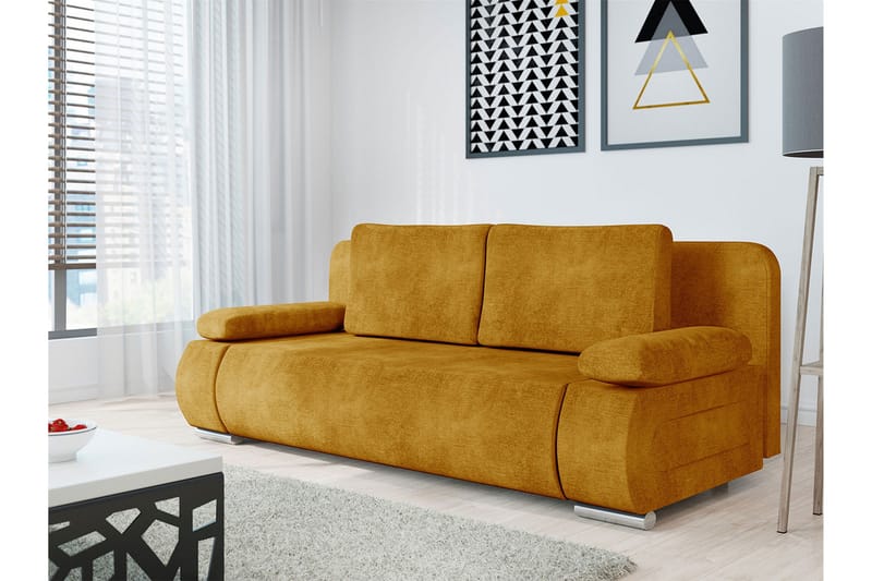 Adelma Sofa 3-personers - Gul - Møbler - Sofaer - Velour sofaer