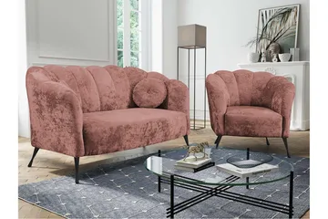 Adrial 3-Pers. Sofagruppe - Velour/Lyserød/Sort Krom - Møbler - Sofaer - Sofagrupper