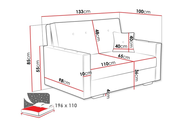 Ajiz Sovesofa 2-personers i Bouclé - Grå - Møbler - Sofaer - Sovesofaer