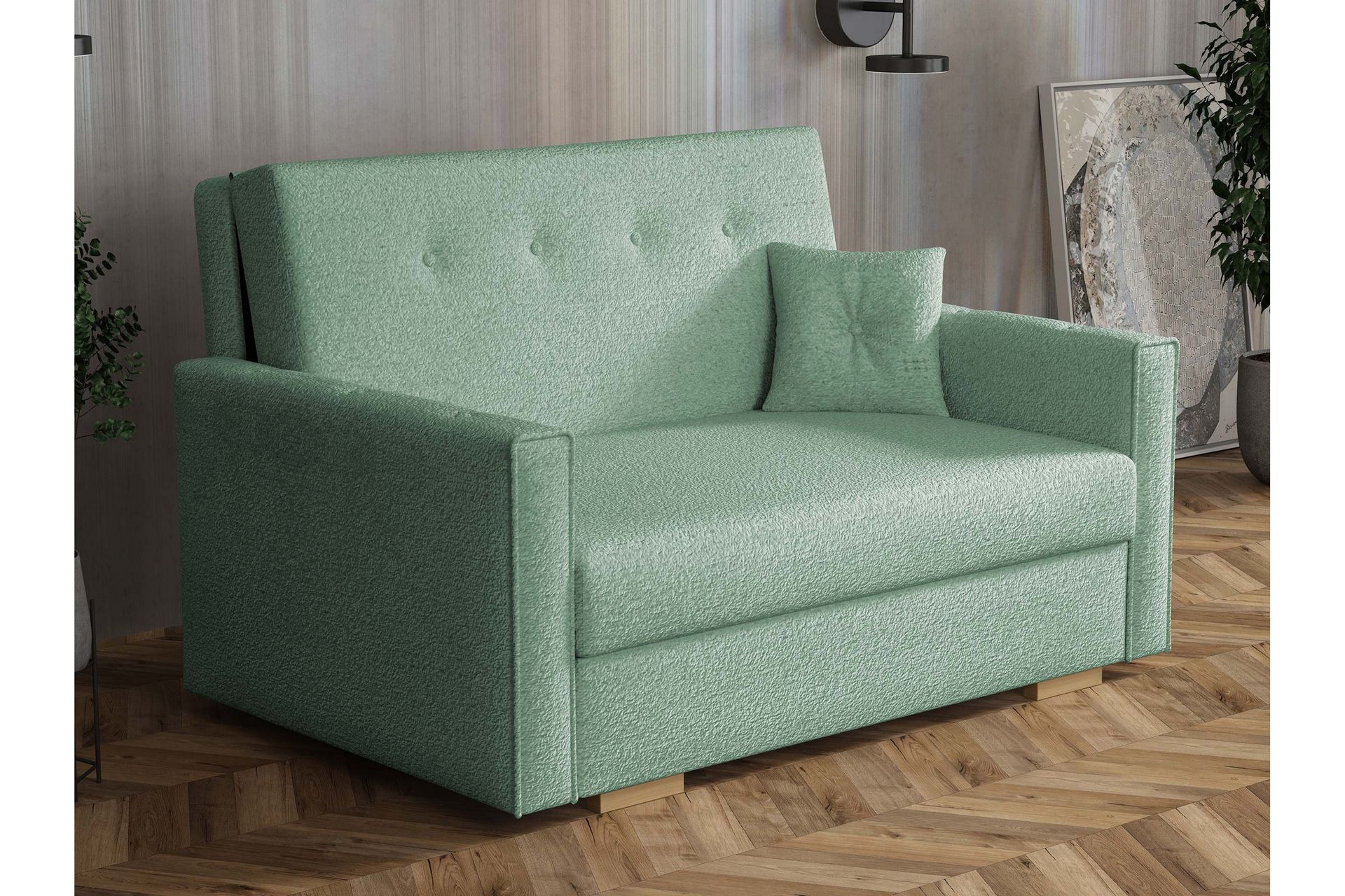 Ajiz Sovesofa 2-personers i Bouclé - Grøn - Møbler - Sofaer - Sovesofaer
