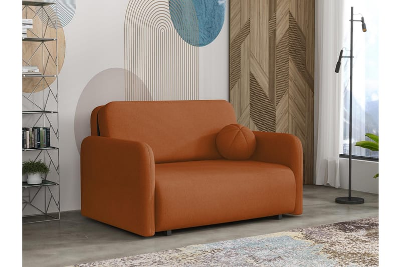 Ajmeri 2-personers Rektangulær Sovesofa med Opbevaring i Stof, Orange