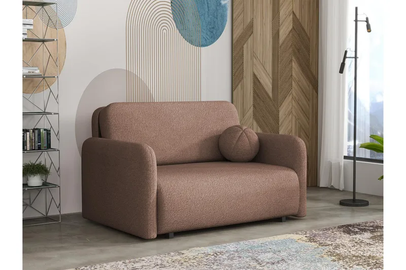 Ajmeri 2-personers Rektangulær Sovesofa med Opbevaring i Bouclé, Rosa