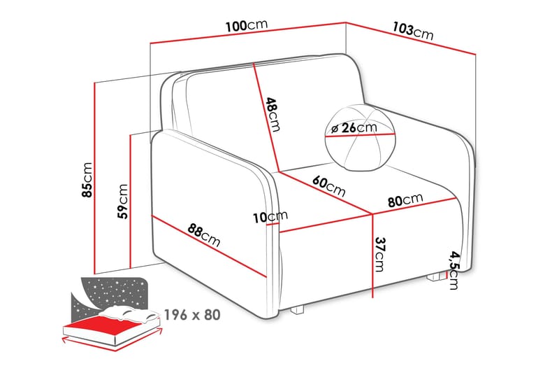 Ajmeri 2-personers Sovesofa 80x196 cm med Opbevaring i Stof - Orange - Møbler - Sofaer - Sovesofaer