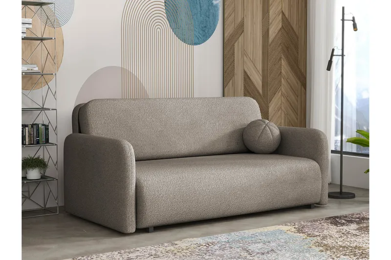 Ajmeri 3-personers Sovesofa 150x196 cm med Opbevaring i Bouclé, Grå