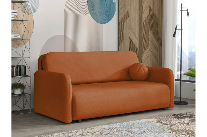 Ajmeri 3-personers Sovesofa 150x196 cm med Opbevaring i Stof, Orange