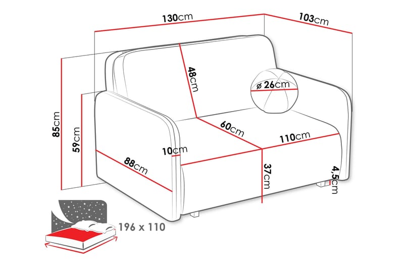 Ajmeri Sovesofa 2-personers - Grå - Møbler - Sofaer - Sovesofaer