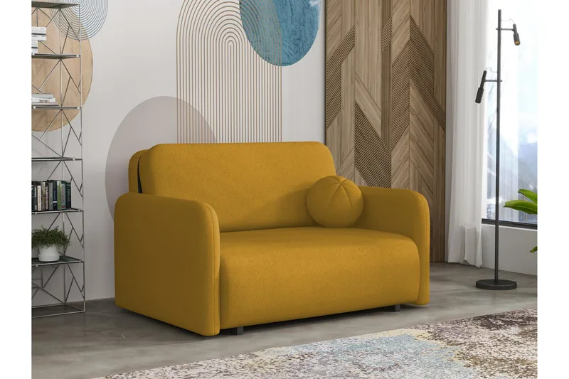 Ajmeri Sovesofa 2-personers i Plys - Gul - Møbler - Sofaer - Sovesofaer