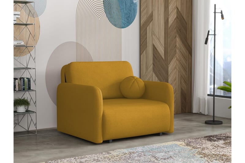 Ajmeri Sovesofa 2-personers i Plys - Gul - Møbler - Sofaer - Sovesofaer