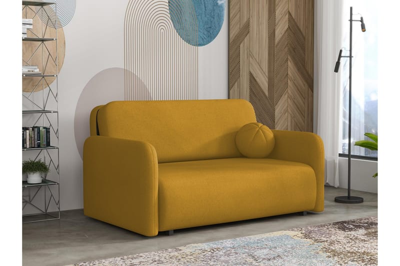 Ajmeri Sovesofa 3-personers i Plys - Gul - Møbler - Sofaer - Sovesofaer