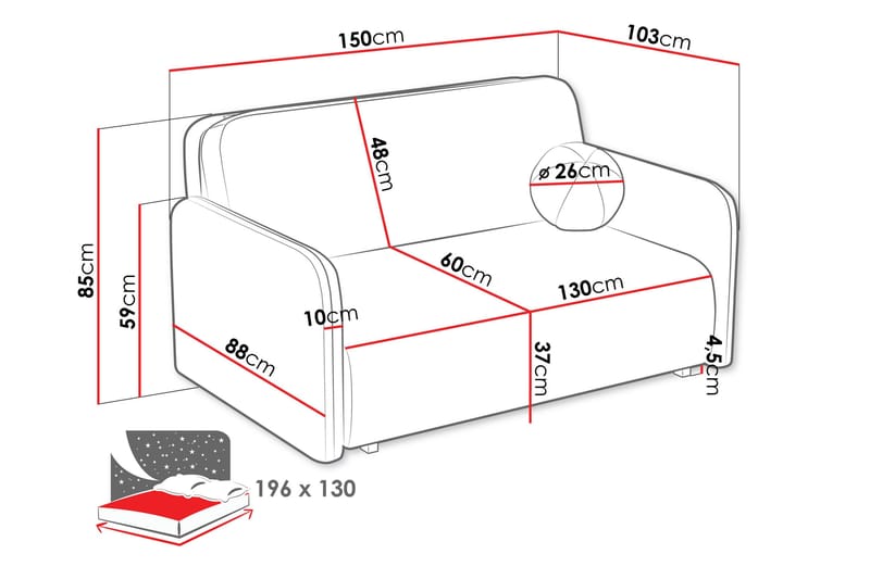Ajmeri Sovesofa 3-personers i Bouclé - Hvid - Møbler - Sofaer - Sovesofaer