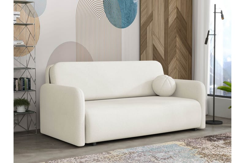 Ajmeri Sovesofa 3-personers i Plys - Beige - Møbler - Sofaer - Sovesofaer