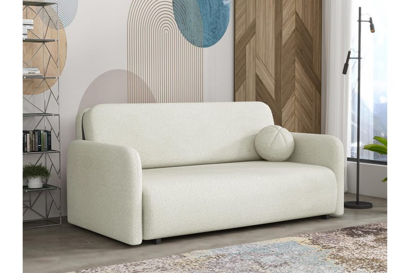 Ajmeri Sovesofa 3-personers i Bouclé, Hvid