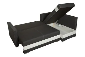 Alba 4-personers Venstrevendt L-formet Sovesofa 143x200 cm med Opbevaring i Stof - Grå - Møbler - Sofaer - Sovesofaer