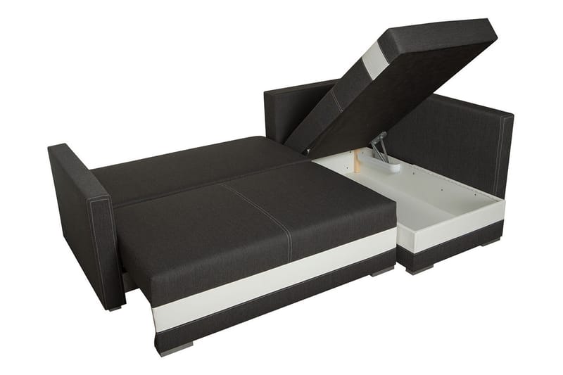 Alba 4-personers Venstrevendt L-formet Sovesofa 143x200 cm med Opbevaring i Stof - Grå - Møbler - Sofaer - Sovesofaer
