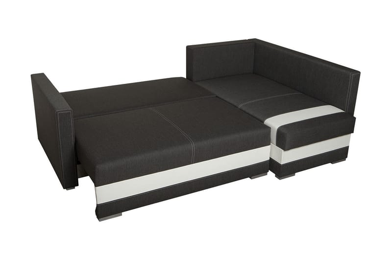 Alba 4-personers Venstrevendt L-formet Sovesofa 143x200 cm med Opbevaring i Stof - Grå - Møbler - Sofaer - Sovesofaer