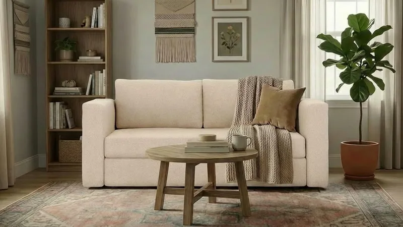 Alnaryd 2-3personers Sofa med Nedfældeligt Armlæn - Beige - Møbler - Sofaer - 2 personers sofa