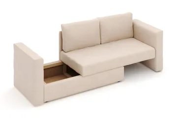 Alnaryd 2-3personers Sovesofa med Nedfældeligt Armlæn - Beige - Møbler - Sofaer - Sovesofaer