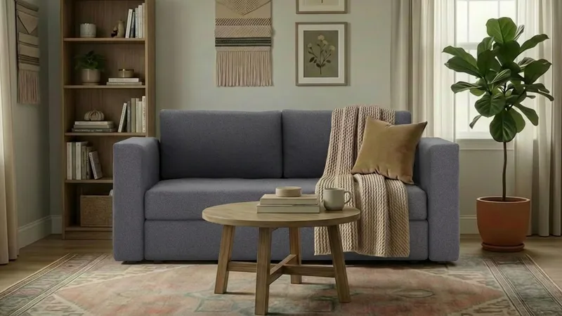 Alnaryd 2-3personers Sovesofa med Nedfældeligt Armlæn - Grå - Møbler - Sofaer - Sovesofaer