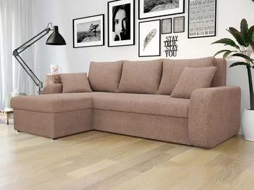 Alvared 3-personers Venstrevendt L-formet Sofa med Chaiselong med Opbevaring i Bouclé - Beige - Møbler - Sofaer - Sofa med chaiselong