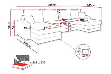 Alvared Sofa Dobbeltdivan 4-personers - Sort - Møbler - Sofaer - Sovesofaer