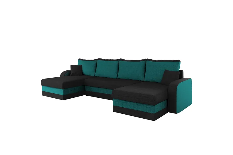 Alvared Sofa Dobbeltdivan 4-personers, Sort/Grøn