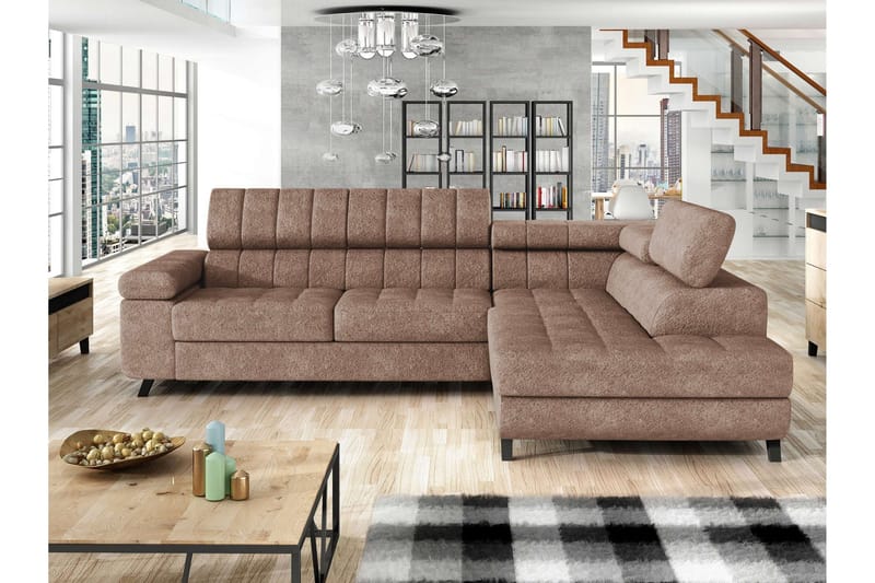 Amshyttan Sovesofa Med Chaiselong 3-Personers - Brun - Møbler - Sofaer - Sovesofaer