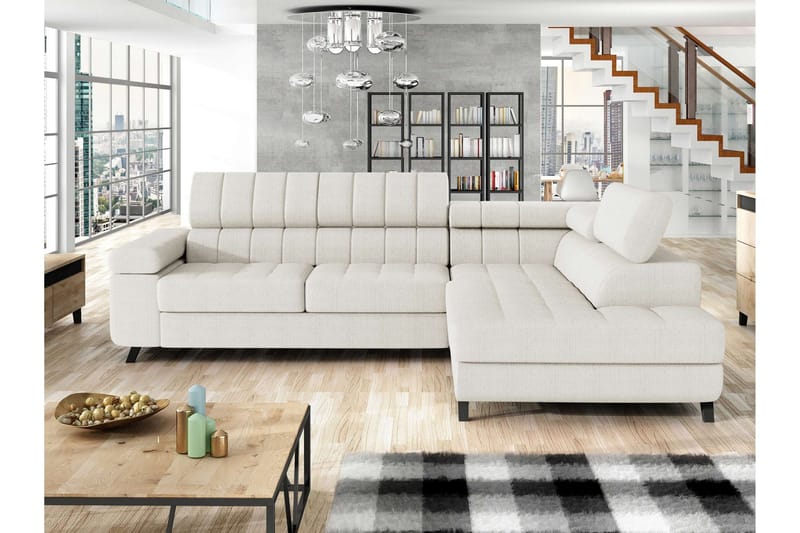 Amshyttan Sovesofa Med Chaiselong 3-Personers - Hvid - Møbler - Sofaer - Sovesofaer