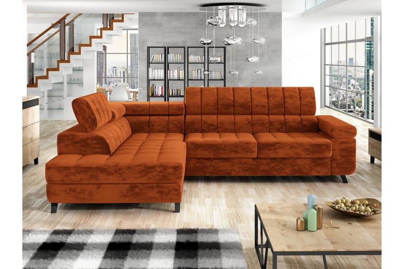 Amshyttan Sovesofa Med Chaiselong 3-Personers - Orange - Møbler - Sofaer - Sovesofaer