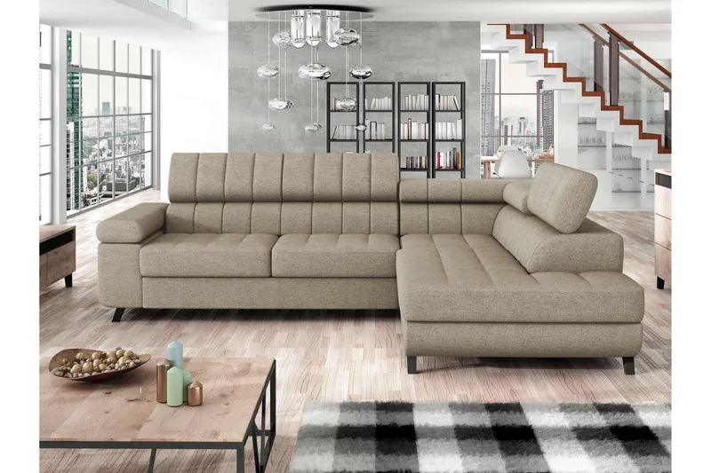 Amshyttan Sovesofa Med Chaiselong 3-Personers - Beige - Møbler - Sofaer - Sovesofaer