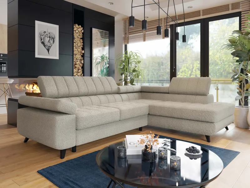 Amshyttan Sovesofa med chaiselong 4-personers, Beige