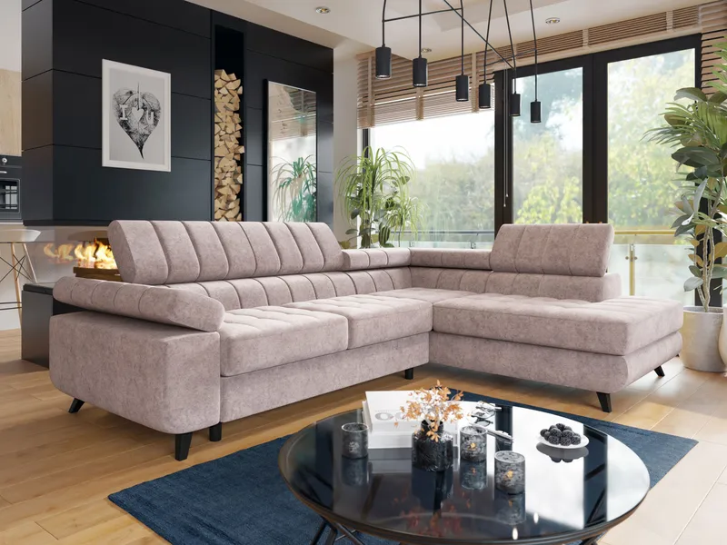 Amshyttan Sovesofa med chaiselong 4-personers, Rosa